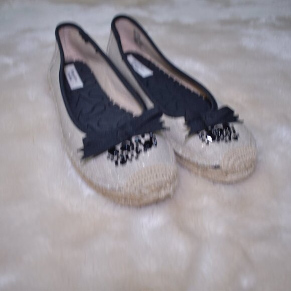 Simply Vera Wang Espadrilles Flats Beige Black Embellished Slip-On Size 7.5 - Picture 11 of 12